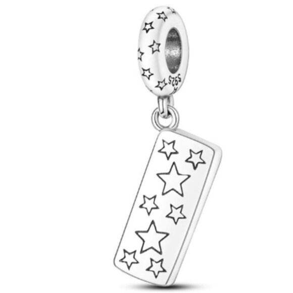 Silver Gamer Girl Star Earrings - Picture 2 of 4